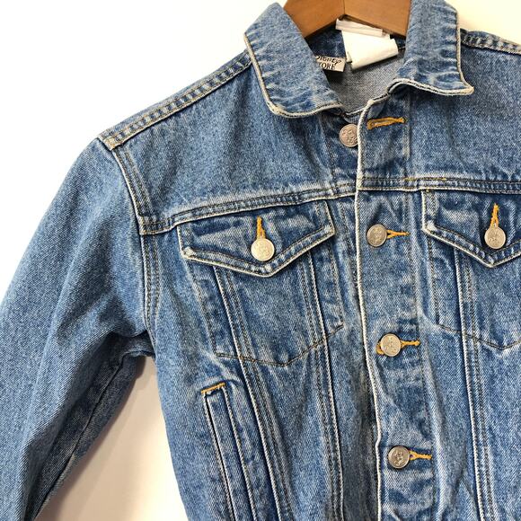 Vintage Disney Store Embroidered Denim Jacket Kids XS Y2K Mickey Minnie Goofy - Picture 3 of 12